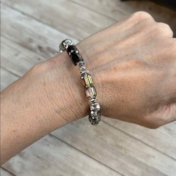 Bomb Party Silver and Multicolor Crystal Beaded Bracelet - Picture 4 of 5